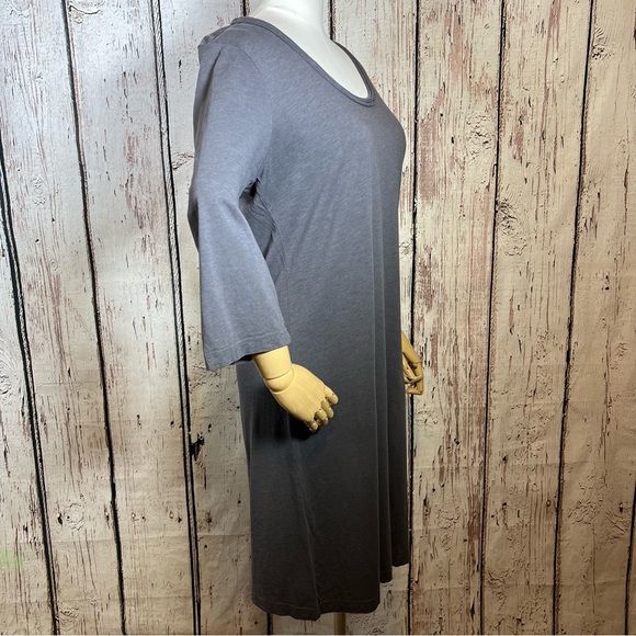 Garnet Hill Trapeze Grey Teal Jersey Swing Shift Dress Scoop Neck LARGE GUC - Picture 3 of 12